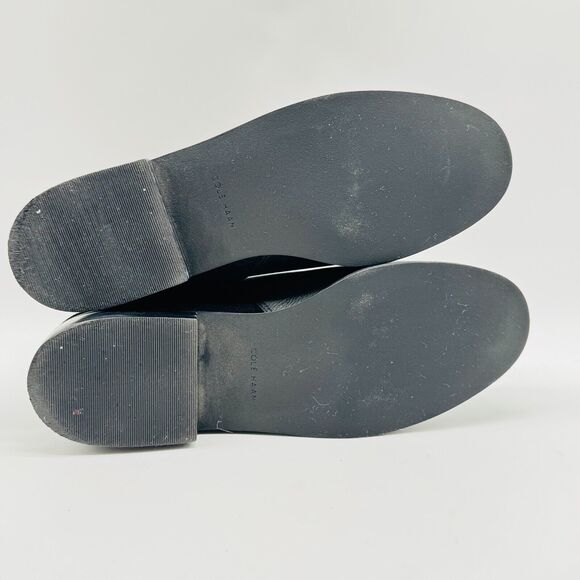 Cole Haan Boots Womens 7 Black Leather Suede Chain Ankle Booties Idina Shoes - Picture 9 of 11